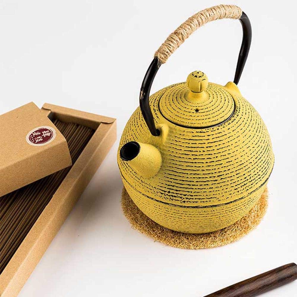 Teiera Giapponese in Ferro, Stile Tetsubin, con Filtro, teiera in ghisa, Acqua per Cucinare Il tè, Set da tè Kung Fu Oolong, 680 ml, Giallo (Giallo)
