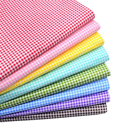 iNee Gingham Fat Quarters Fabric Bundles, Quilting Fabric for Sewing Crafting, 18 x 22 inches, (Gingham)