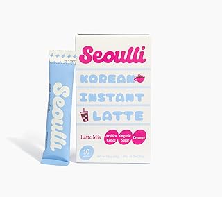 Seoulli Korean Instant Latte – Premium 3-in-1 Coffee Sticks with Arabica Beans, Real Milk-Based Creamer & Organic Brown Sugar – Smooth Medium Roast – 80mg Caffeine in each packet, Café-Style Instant Coffee Packets, 10 Packet