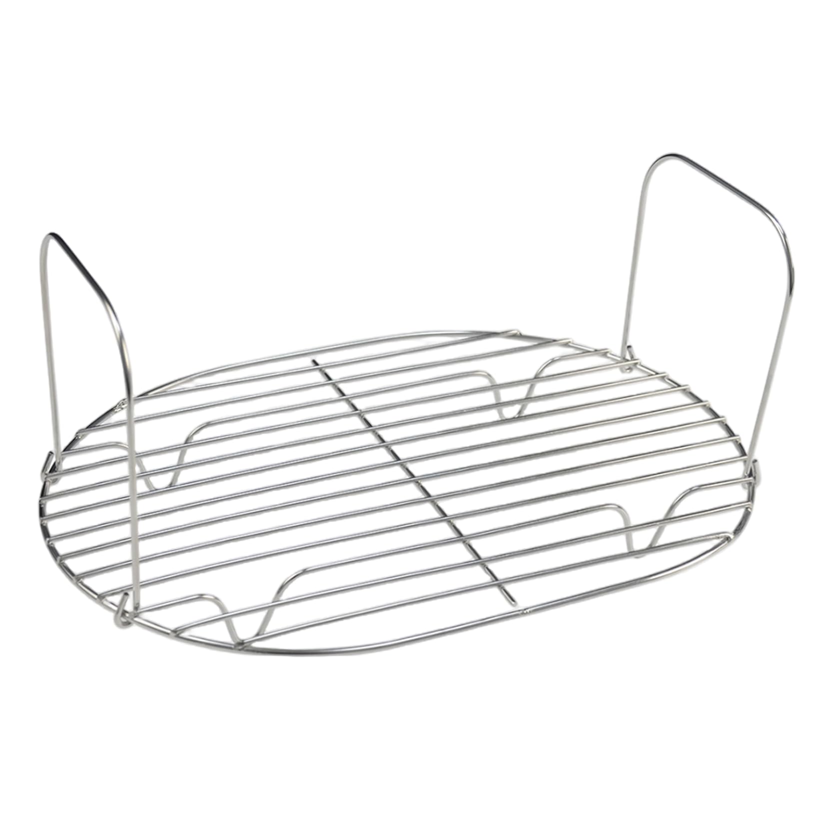 Nuiorfty Silver Steam And Roast Rack, 304 Stainless Steel Oval-Shaped Roasting Rack, Easy To Clean Slow Cooker Accessories For Home Kitchen