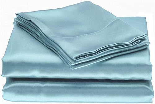 Miniatura 9 de Bedify Bedding Juego de sábanas de satén de seda 100% pura, 7 piezas, sábana bajera de seda de bolsillo profundo de 15 pulgadas, sábana encimera de