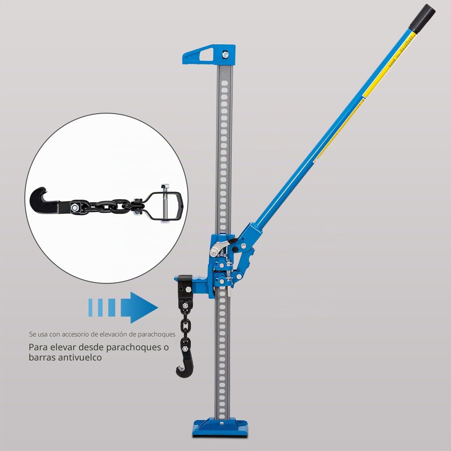 KATSU Tools Farm Jack Heavy Duty 48" 3 Ton Capacidad de Carga con Accesorio de Elevación de Parachoques, High Lifting Ratchet Farmers Jack Gato Offroad para 4X4 SUV Tractores Camiones