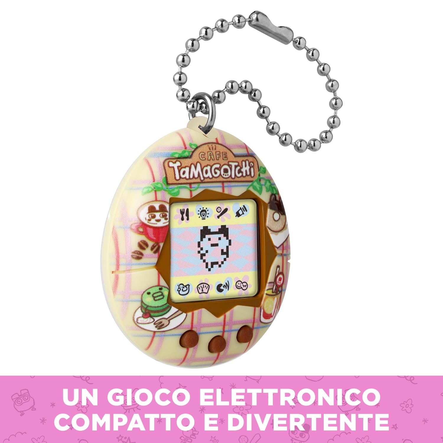 Tamagotchi original – Bandai – Tama Café – Animaletto Virtuale Elettronico con Schermo LCD – Gioco Interattivo in italiano con Mini‑Giochi – Tema Caffè – Giocattolo per Bambini 8+ – 42997