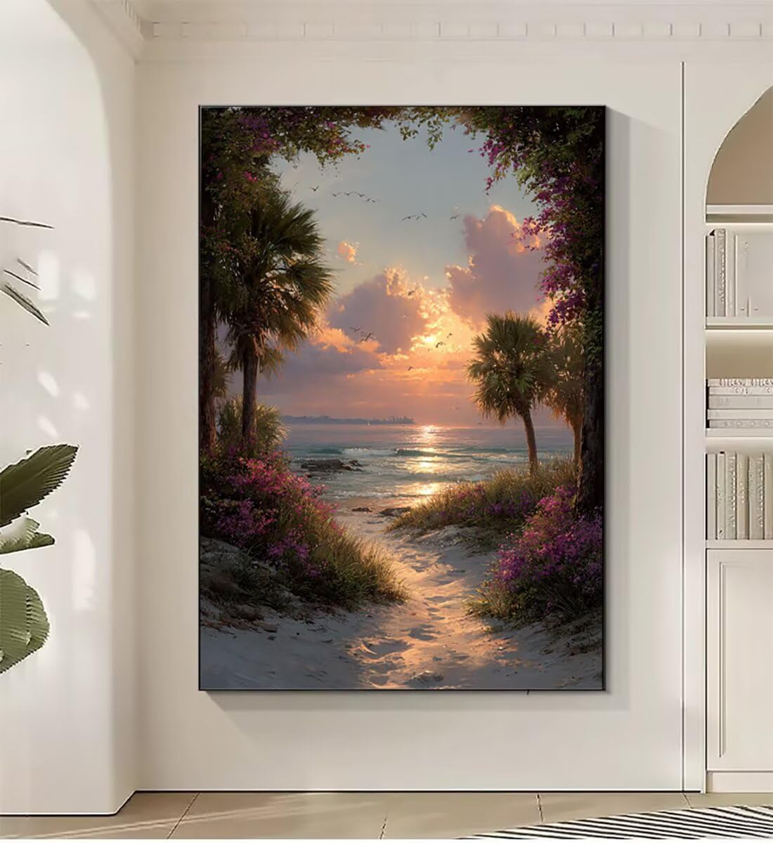 Landschaft Sonnenuntergang Malen Nach Zahlen Erwachsene, Paint by Numbers Adult Anfänger Kreativ Set Heimwerk Malen Nach Zahlen Kinder Pinsel und 36 Acrylfarbe Als, Deko Wohnzimmer 60 x 80 cm BJHWK157
