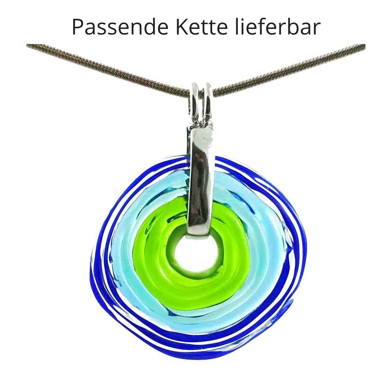 Edelstahl-Ring mit Scheibe aus Murano-Glas in blau grün/PASST IMMER/verstellbar (16-21) / Wechsel-Ring/Personalisiertes Geschenk für sie zu Valentinstag Jahrestag Hochzeit Geburtstag Mama