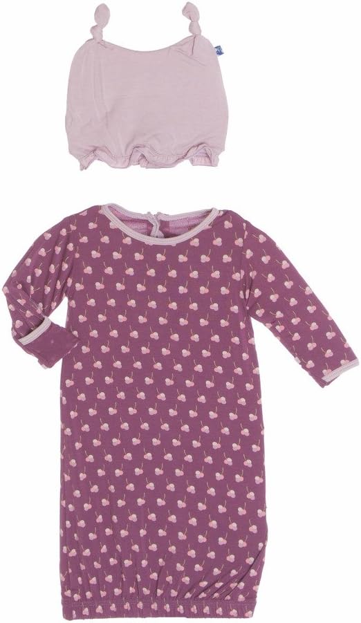Kickee Pants Baby Girls Infant Gown and Hat Set