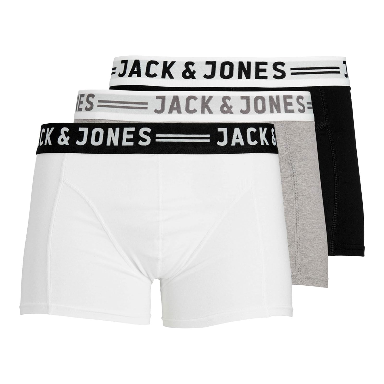 Jack & Jones Pantaloncini Da Uomo, Confezione Da 7, Grigio Chiaro MéLange/Nero/Bianco, S-image