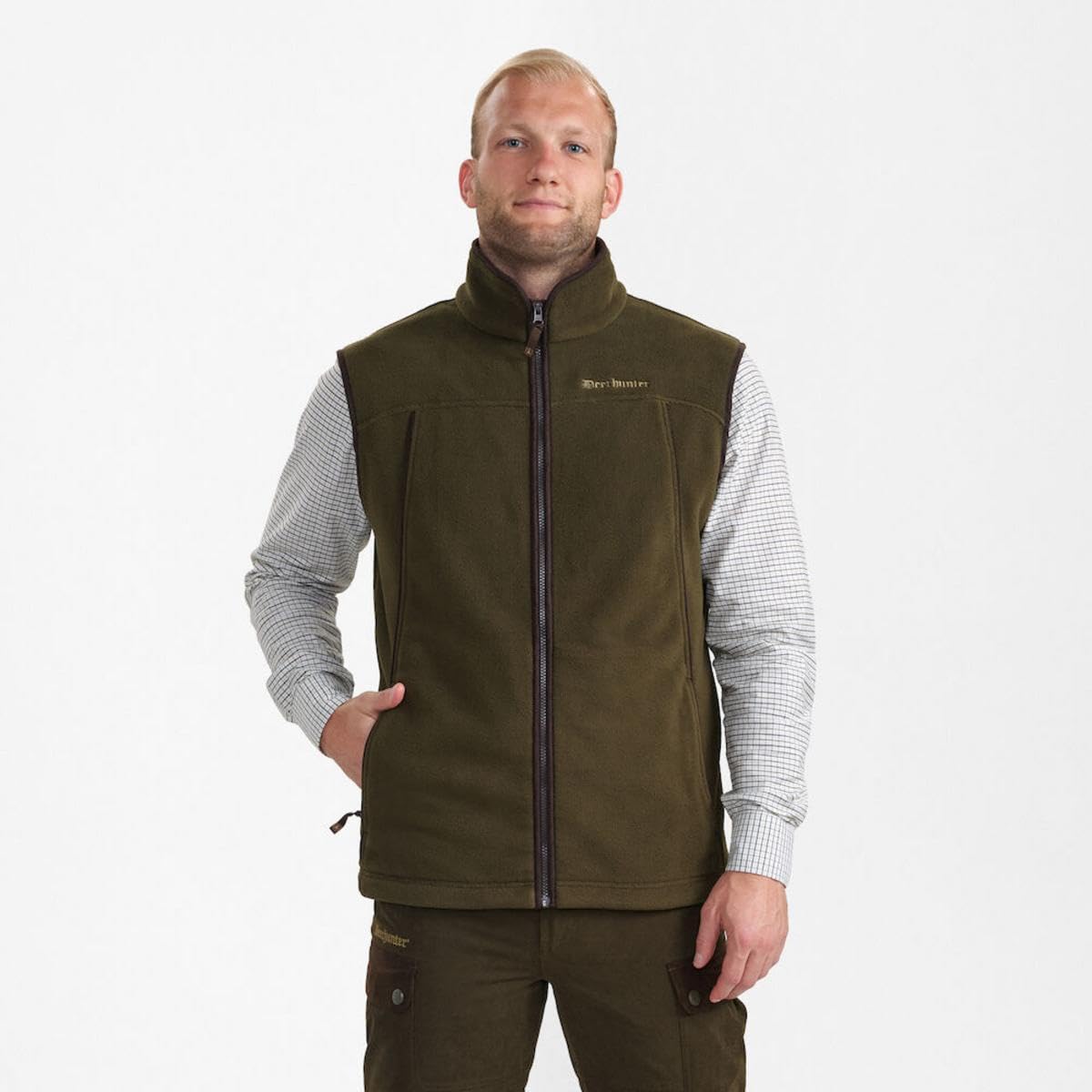 Deerhunter Eagle Fleece waistcoat Tarmac Green | Stretch-Fleecematerial in einer Materialstärke von 320 g/m². Details in Wildleder-Imitat. 2 Reißverschlusstaschen.
