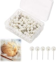 Pack of 200 Pins with Head, White Pins Made of Rustproof, White Pearl Pins Long, Pearl Needles Long, Sewing Pins for Sewing Crafts, Wedding Decorations (42 mm)