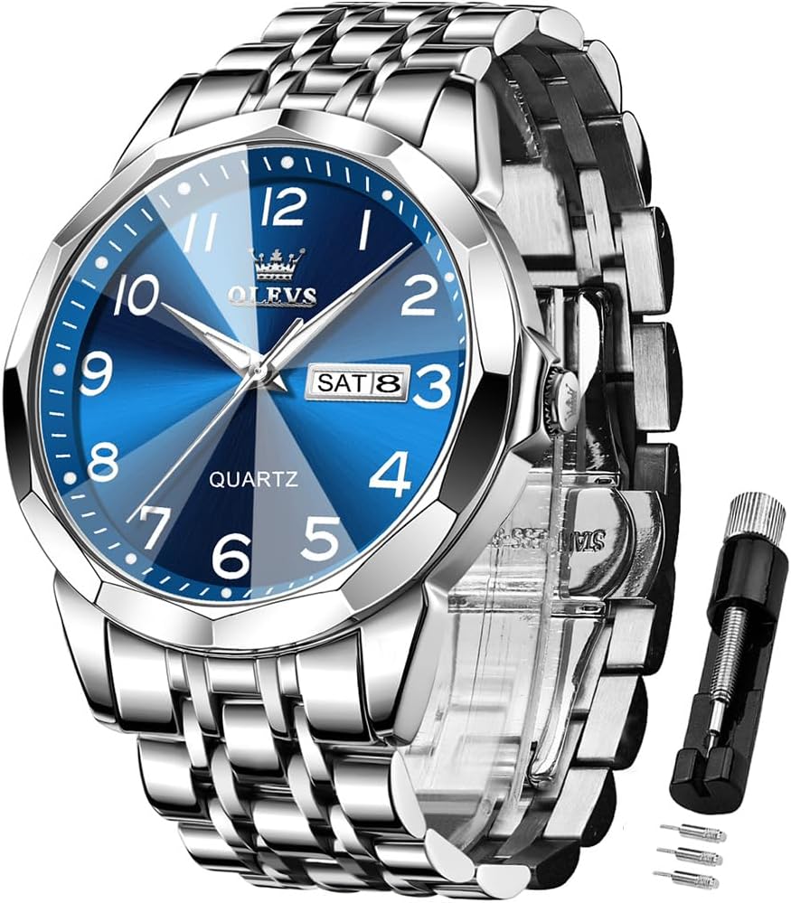 Watch for Men Simple Business Dress Analog Stainless Steel Waterproof Luminous Date Easy Read Men Wrsit Watch