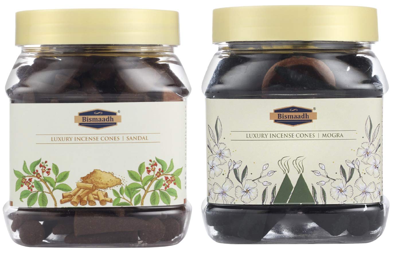 BISMAADHBlack Mogra and Sandal Flavor Fragrance Cones Dhoop