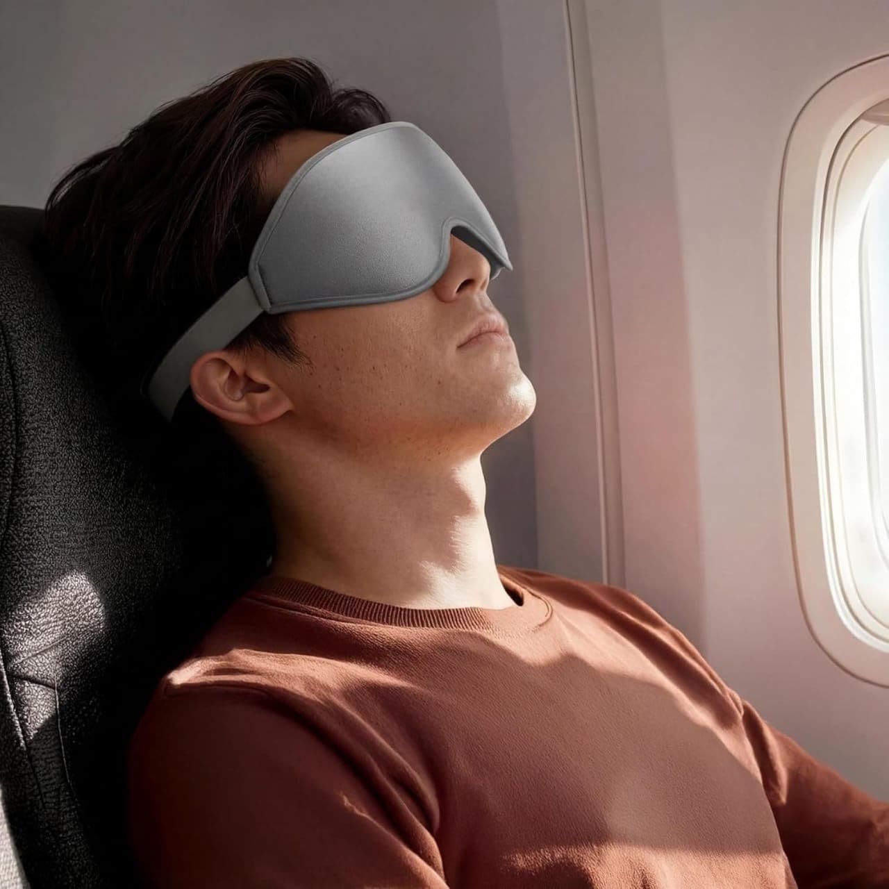 Lust & Love 3D Eye Mask for Men & Women | 100% Blackout Sleep Mask | Zero Pressure Memory Foam for Eyelids & Lashes | Adjustable Straps for Travel & Meditation | Soft Comfortable Night Eye Cover – Grey-image-5