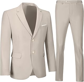 Mens Suit 2 Pieces Suits for Men Slim Fit Blazer Wedding Prom Tuxedo Suit Jacket Pants Set