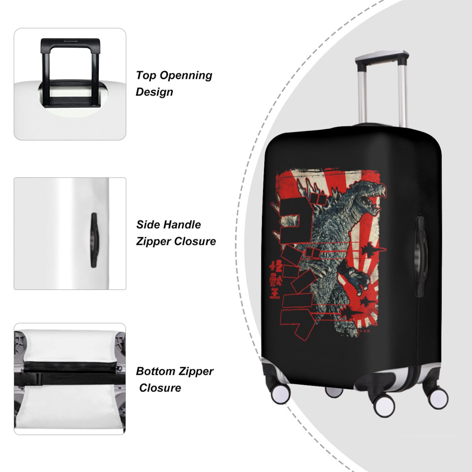 Amazon.co.jp: スーツケースカバー 怪獣王 ゴジラ 荷物タグ 2点セット