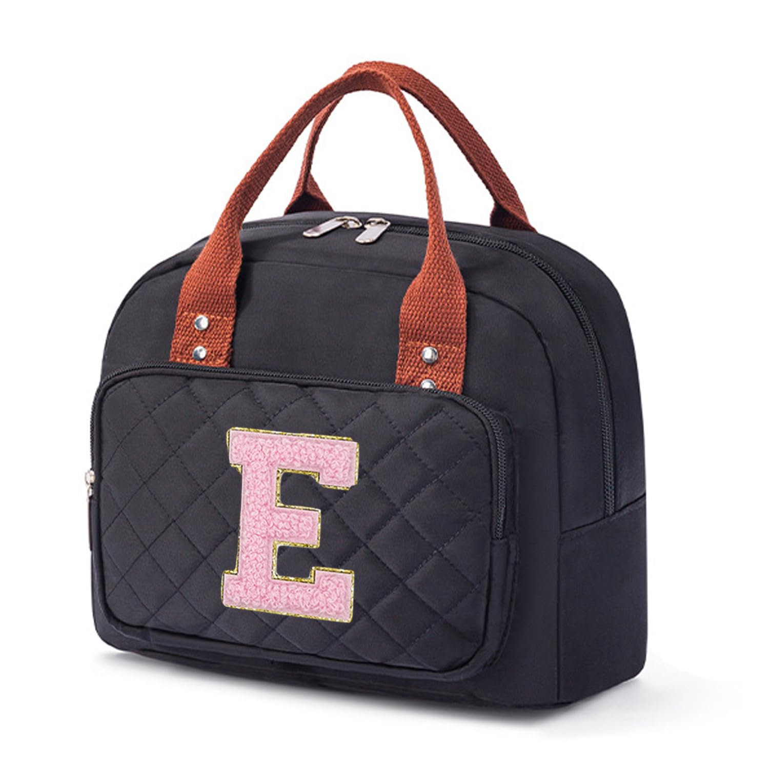 JOUWUI Personalised Insulated Lunch Bags with Initial A-Z,Crossbody Lunch Bags for Women Ladies Girls Work Adult Cool Tote Box Container (Initial E)