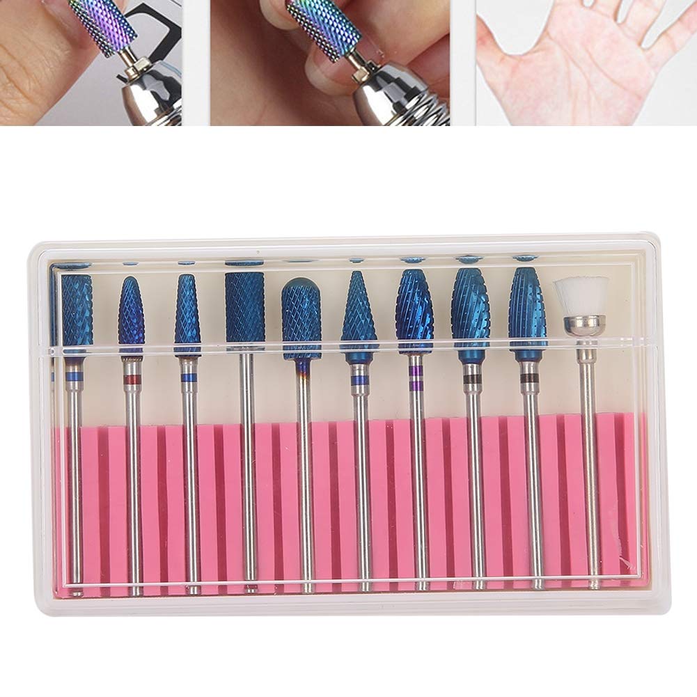 10pcs Fresa per Unghie Professionale, Cuticole Remover Set di Punte per Smerigliatura di Nail Art per Unghie Morte Rimozione Punte Trapano per Unghie Levigatura Set di Punte per Lucidatura Set