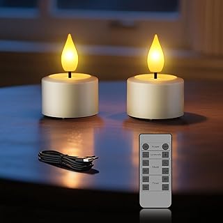 SoulBay Rechargeable Flameless LED Tea Lights Candles with Remote Control