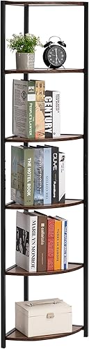 PEETEEPOE Estante esquinero de 5 niveles, organizador de almacenamiento industrial, estante de exhibición abierto para sala de estar, espacio