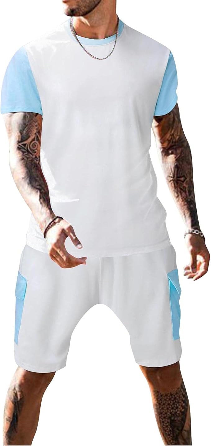 Trainingsanzug Herren 2-teilig - T-Shirt & Shorts Set Mit Paris Druck