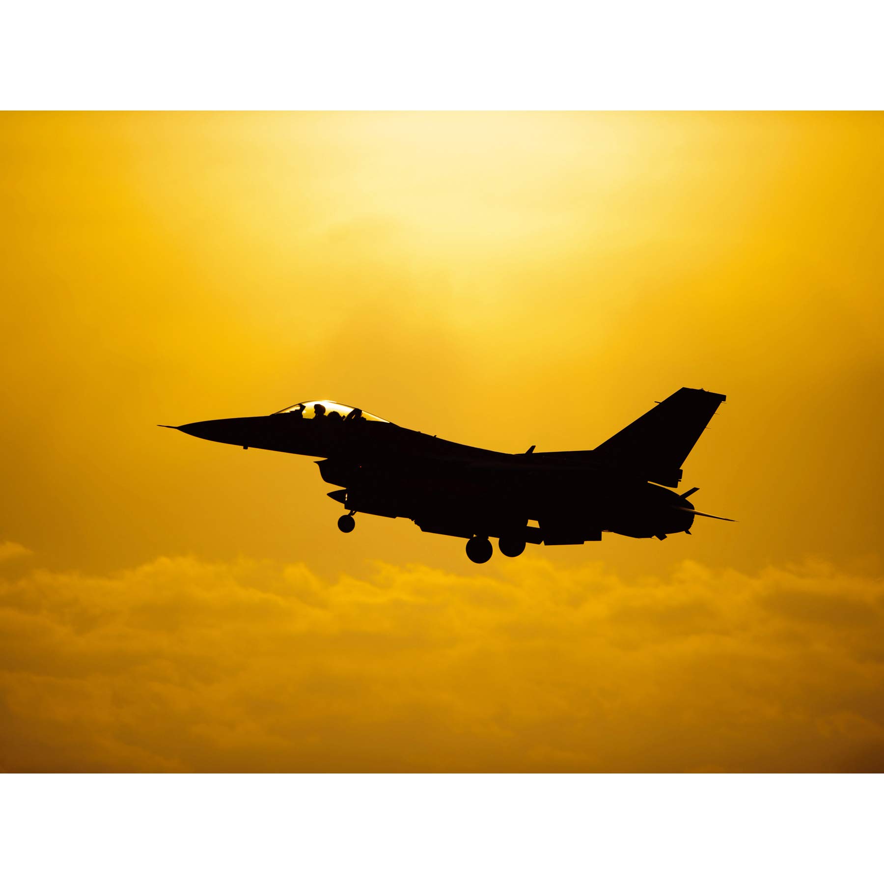 Military USA USAF F-16 Fighting Falcon Aircraft Jet Photo Premium Wall Art Canvas Print 18X24 Inch