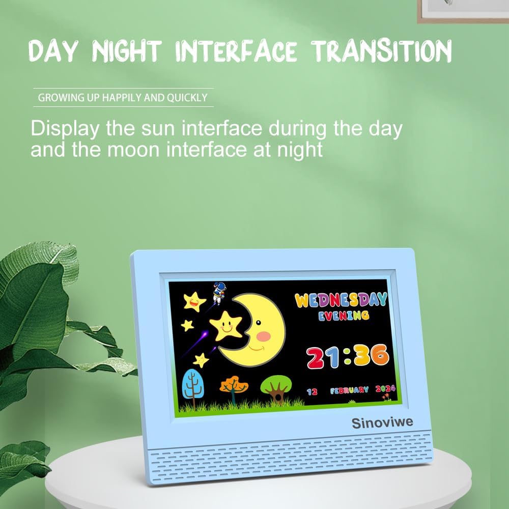 Digital Alarm Clock with 7'' HD Screen, Calendar Function,It is Perfect for Kids Aged 3-18 Years Old with Remote Control and Custom Reminder Function for Birthdays