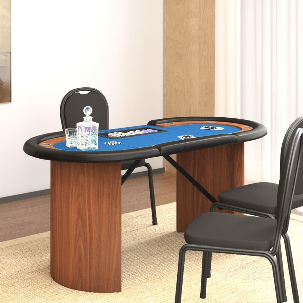Toshilian Table de Poker, Table de Jeu Table de Casino Table de Poker 8 Joueurs avec Plateau à jetons Bleu 160x80x75cm