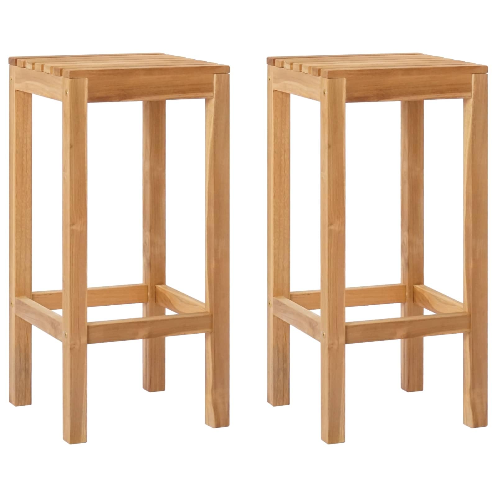Tabouret de bar en teck massif haut de gamme style rustique de 75cm