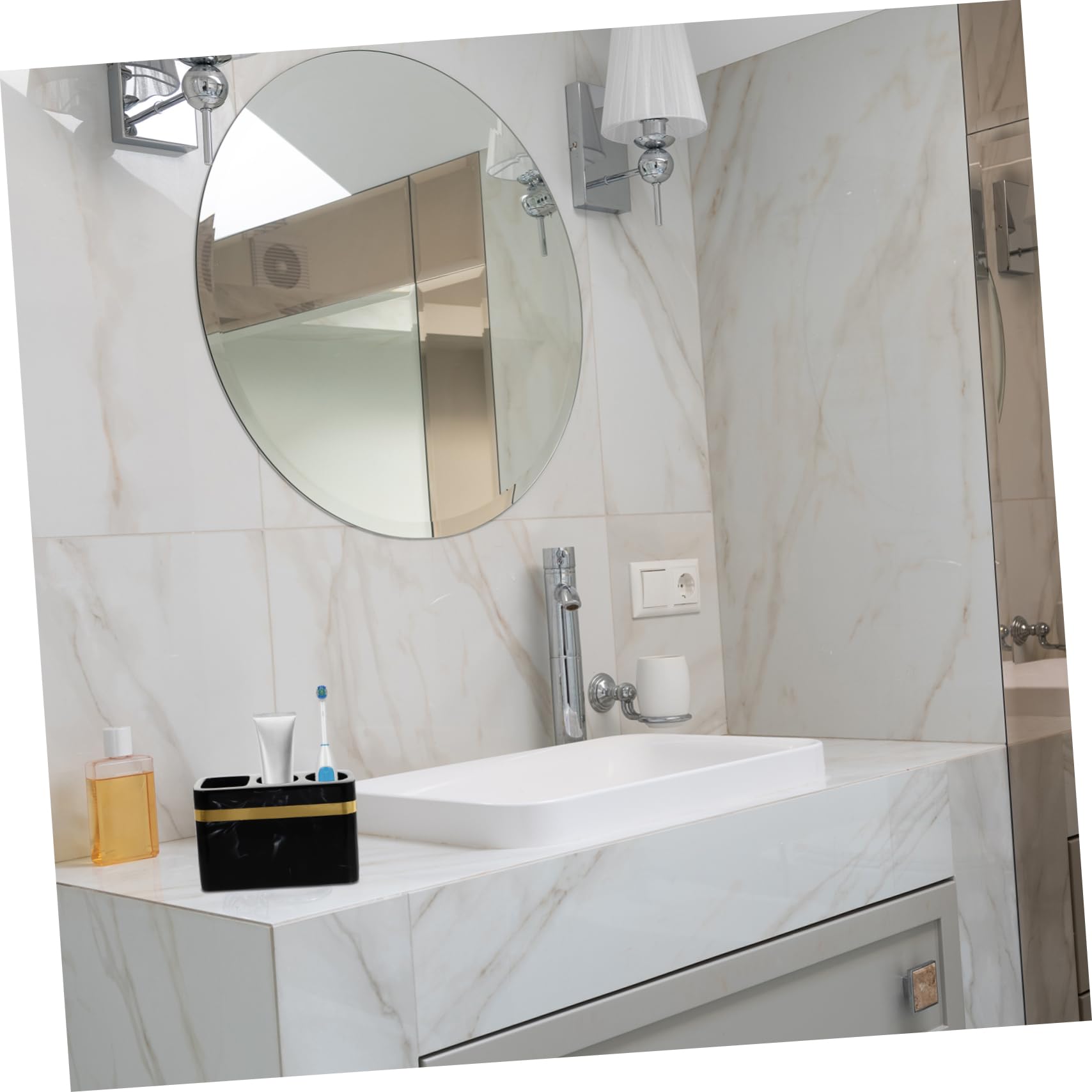 PRETYZOOM Porta Spazzolino Da Dentifricio Da Bagno Elegante Porta Spazzolino Con Finiture Dorate E Nero Per Tenere in Ordine Il Tuo Bagno