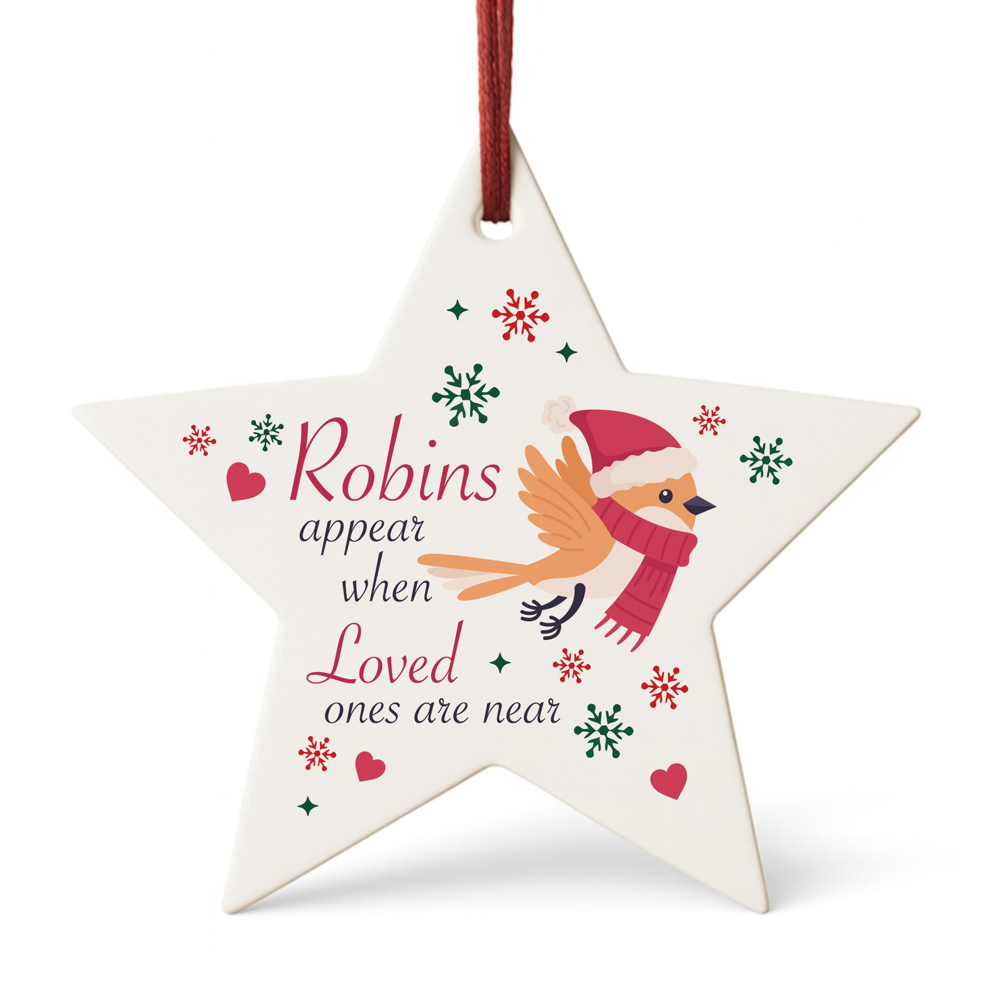 Red Ocean Memorial Bauble In Memory Robin Ornament Plaque Bereavement Remembrance Christmas Tree Decoration Robins Appear When Loved Ones Are Near