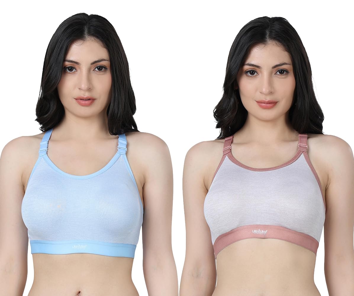 ladyland Women's Cotton Blend Non-Padded Wirefree Sports-Bra-picture-30