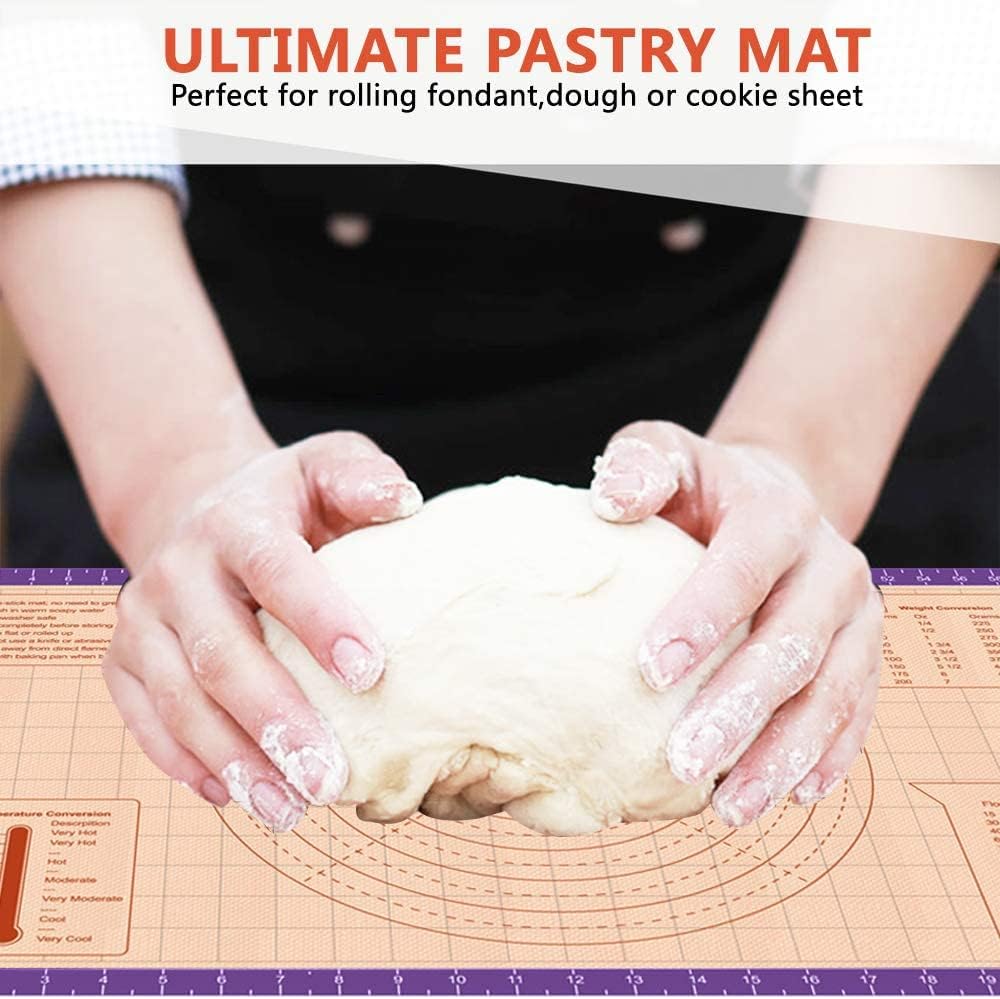 Silicone Pastry Mat 36 x 24 Inch - Purple, Rectangular, Non Slip, Dishwasher Safe