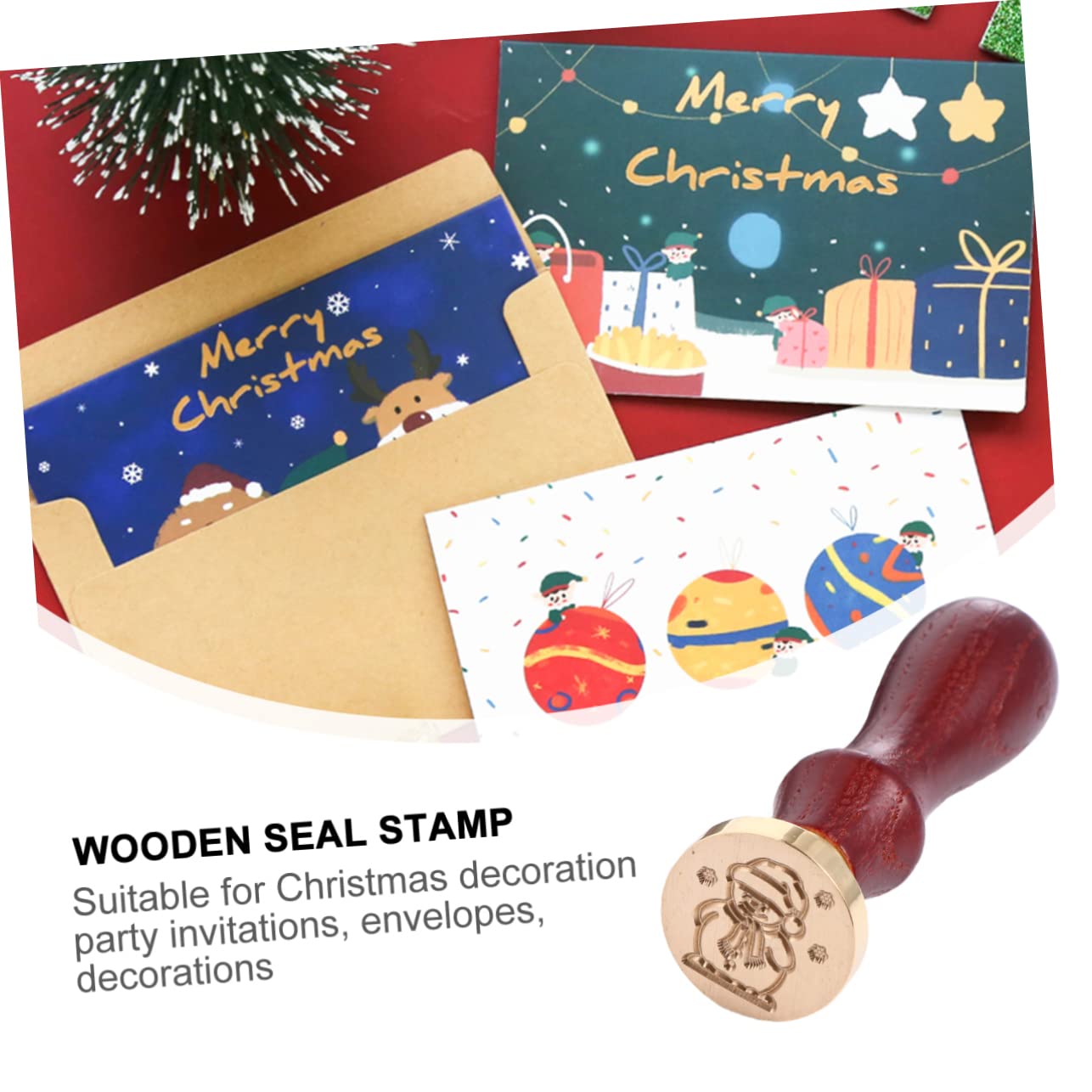 Operitacx Weihnachtsstempel und Einladungsstempel 6 Stück aus Kupfer und Holz als Weihnachtsbriefmarken für Selbstgemacht Scrapbooking und Party Zubehör