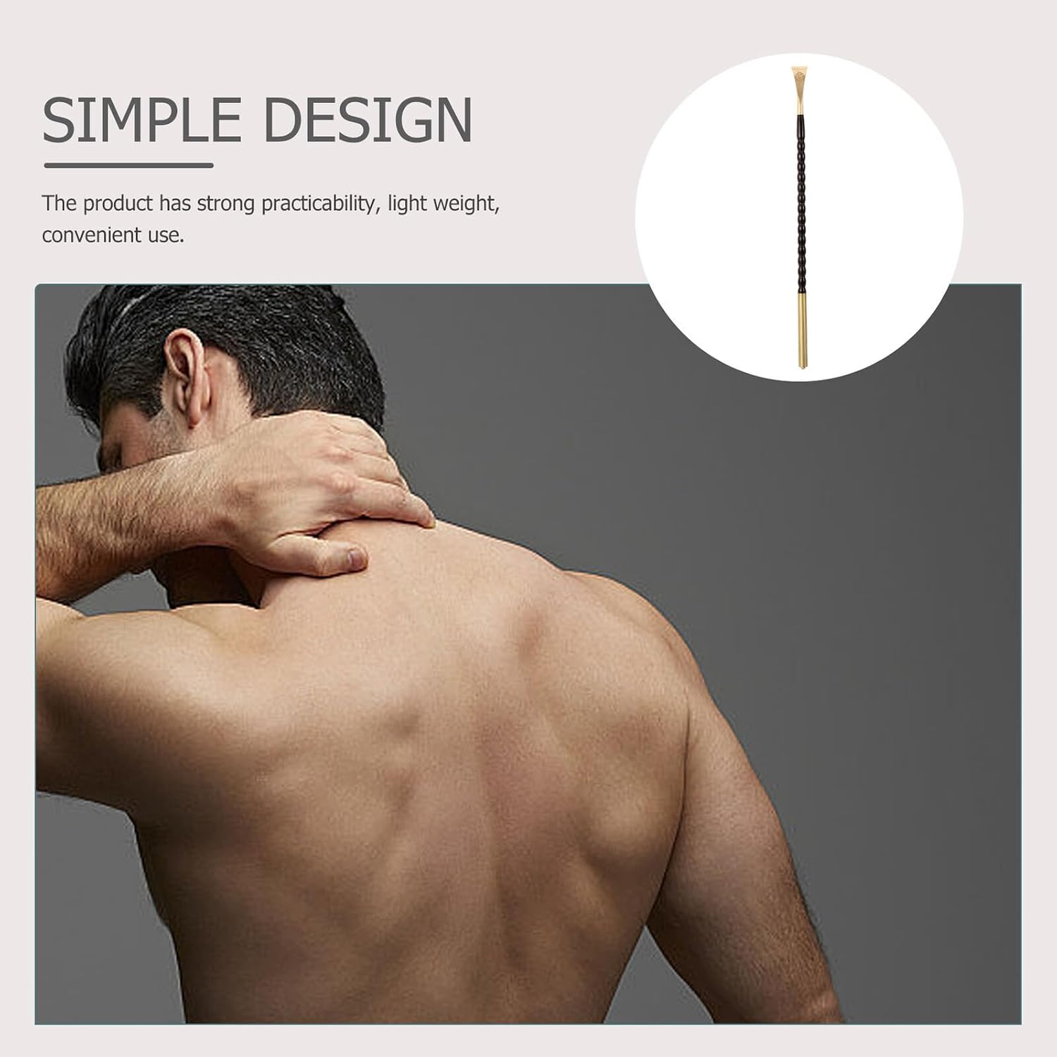 TEHAUX Portable Wooden Back Scratcher for Men and Elderly Ergonomic Itch Relief Tool with Hammer Massager Lightweight Copper Wood Design Easy to Carry for Home and Travel