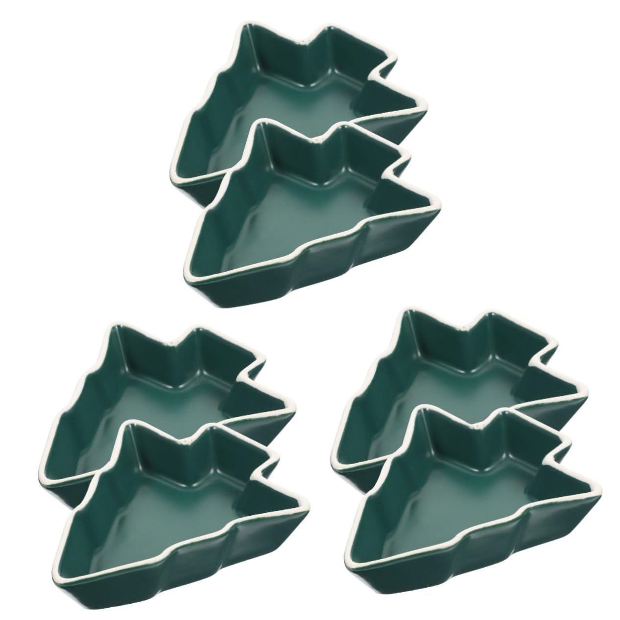 AUTSUPPL 3sets Long-lasting Christmas Tree Shapes Snack Plates Candy Trays Multi-function 2pcs*3