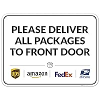 Vista 9 de Letrero de entrega del paquete, instrucciones de entrega (idioma español no garantizado), 10 x 7 pulgadas, aluminio 040 sin óxido, resistente a