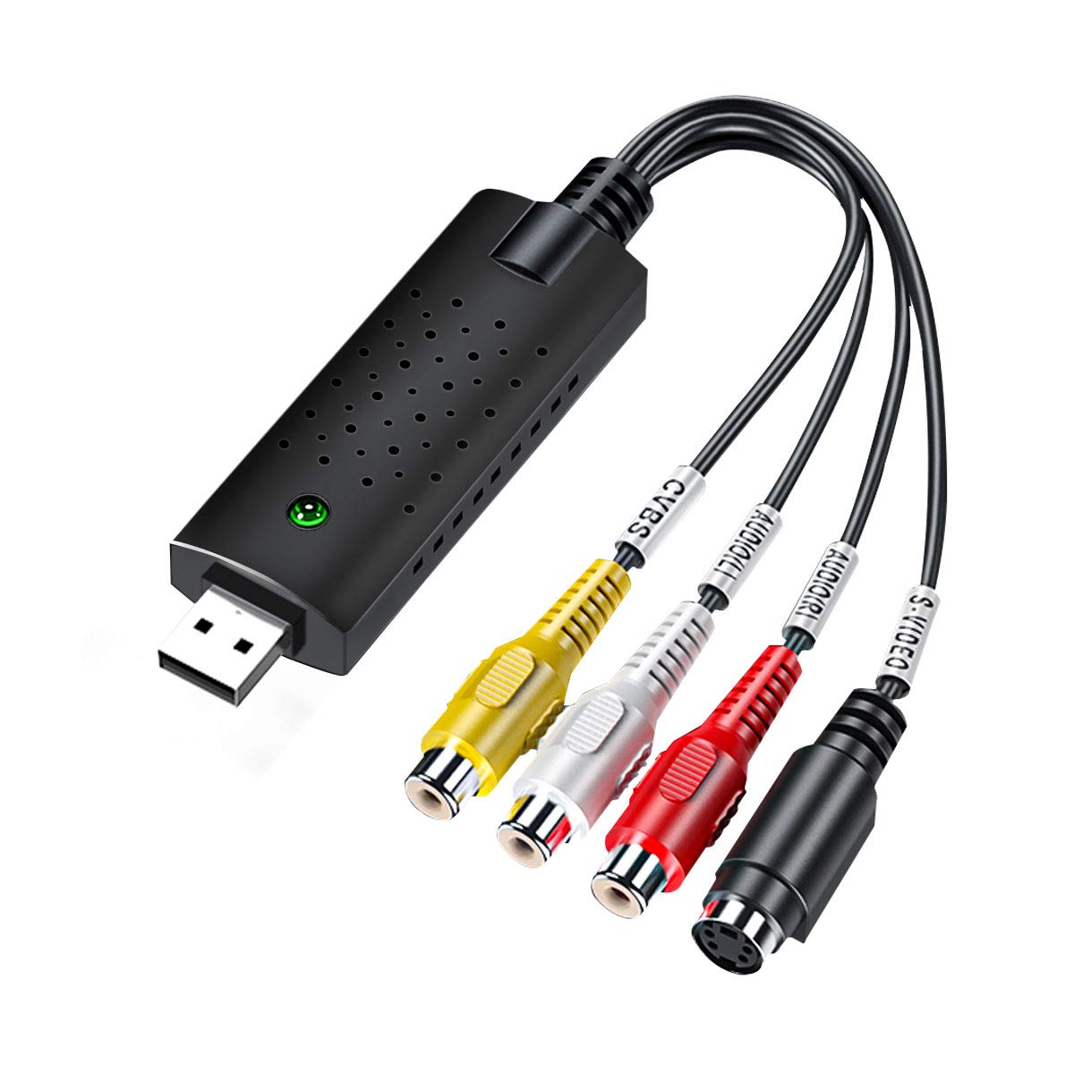 Audio Video Capture Card, Plug & Play USB 2.0 VCR VHS to DVD Converter Adapter Game Live Streaming Equipment, Support Windows XP/Vista/7/8/10, Mac (Only Capture Card)