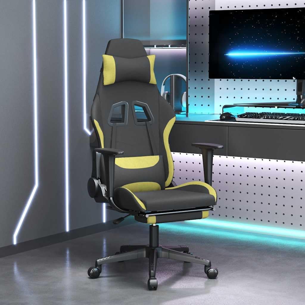 vidaXL Gaming Chair Black and Light Green