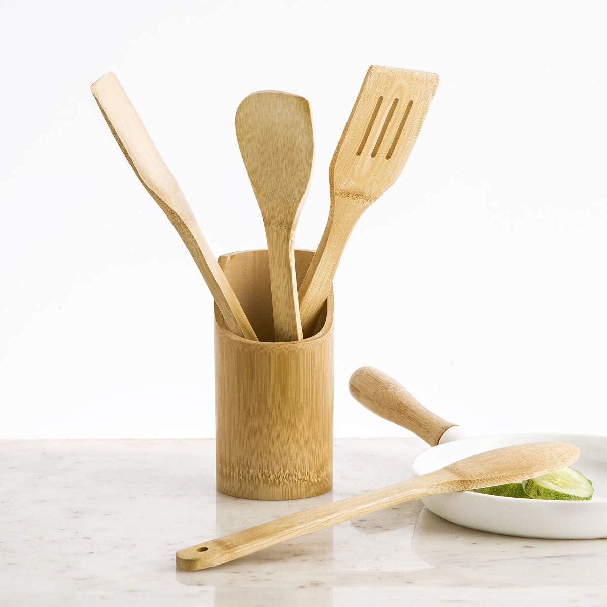 RIVUGJA 6 Pcs Kitchen Tool Set Nylon Heat-Resistant Nonstick Serving Spoon Spatula, Pasta Server, Deep Ladle, Turner Scoop Kitchen Serving Utensil Tools