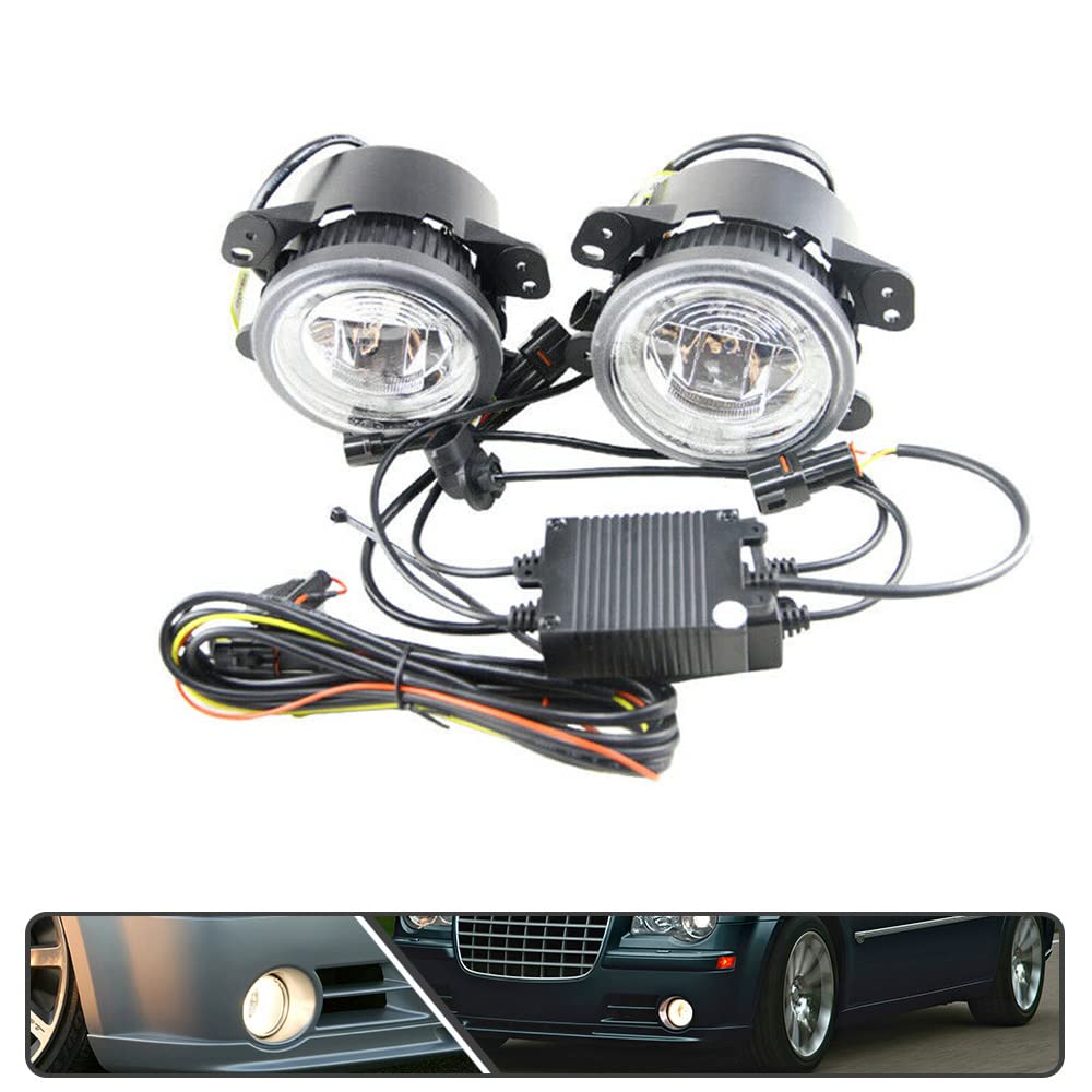 2 Luces Antiniebla LED De 4 Pulgadas Con Anillo Halo Blanco