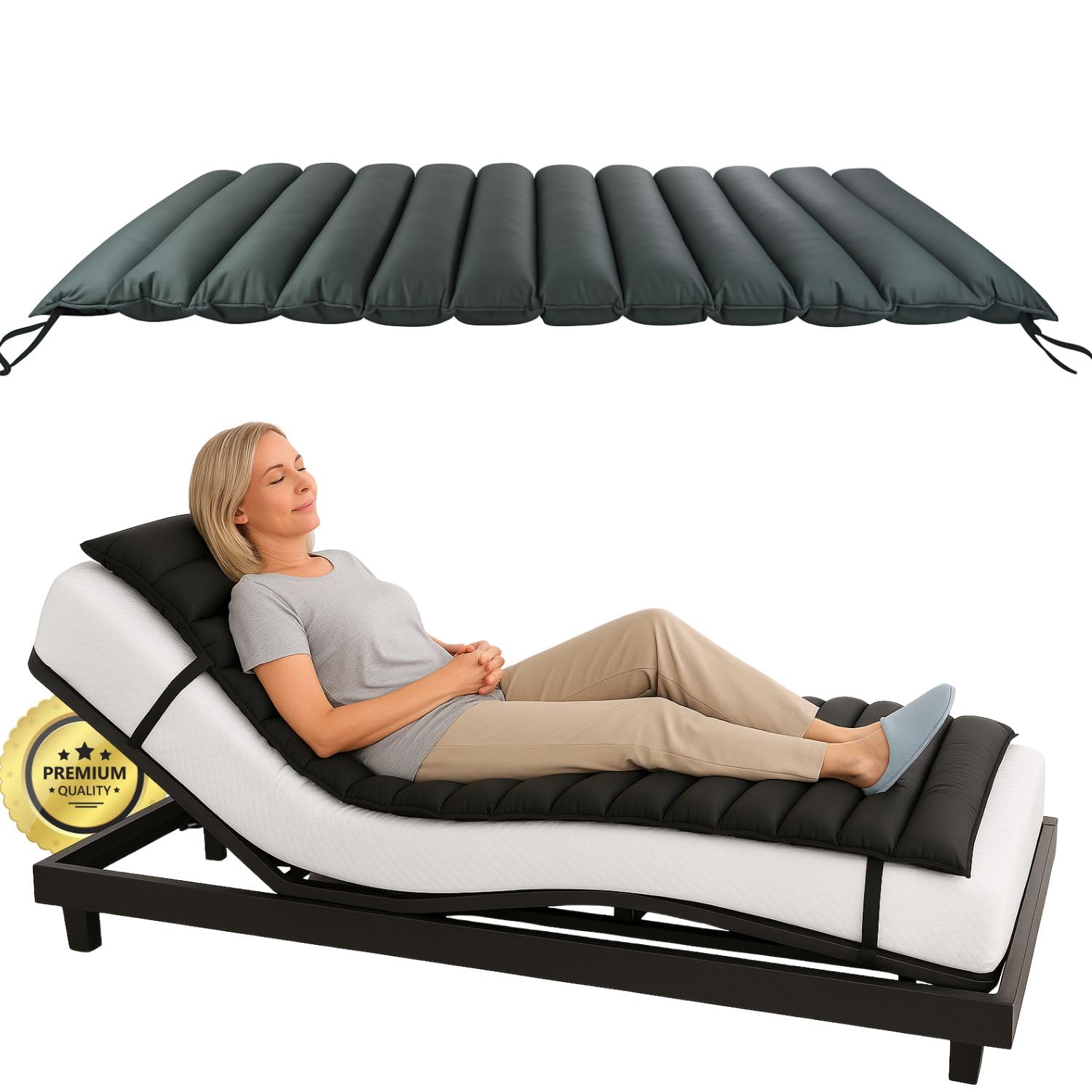 OrtoPrime Colchón Antiescaras 90x190x10cm con 12 Celdas - Colchón Antiescaras ERGONÓMICO Colchon para Cama Articulada Suave y Cómodo - Anti úlceras para Cama con Cintas Ajustables
