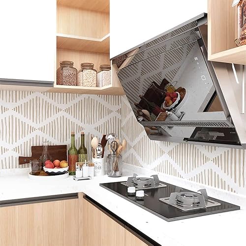 Miniatura 5 de Papel tapiz moderno de color blanco y beige para despegar y pegar, a rayas, extraíble, de vinilo, impermeable, papel de contacto, estante de papel