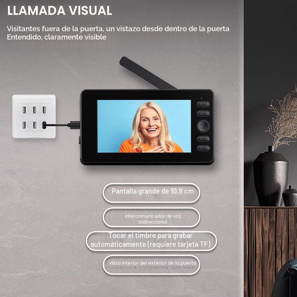 Zeerkeer 1080 Timbre inalámbrico con Cámara, Pantalla de 4,3 Pulgadas Videoportero Exterior IP65, Intercomunicador 2.4G Visión Nocturna, Timbre Inteligente Interior para Hogar