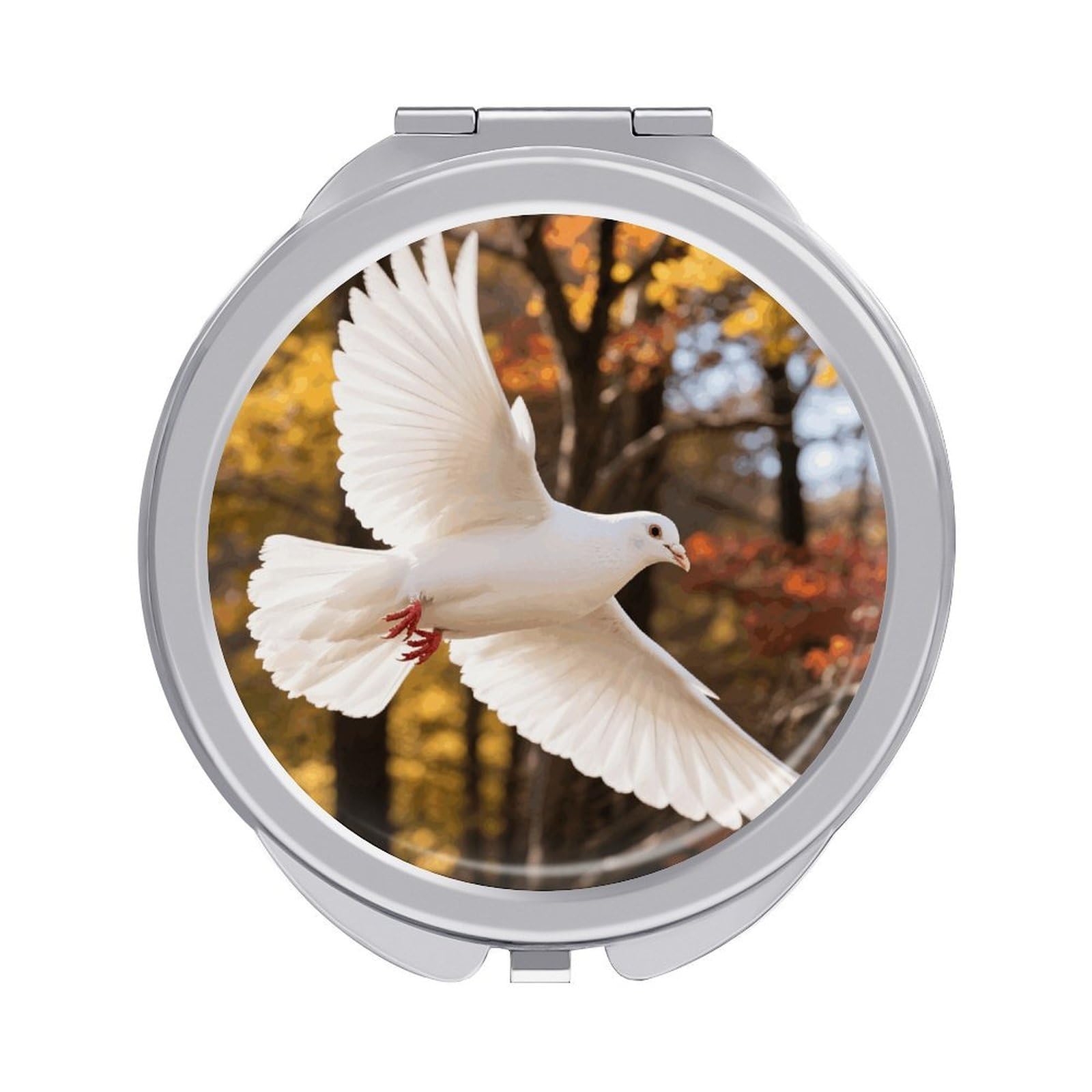 FodPand Compact Hand Mirror with 1x/2x Magnifying Round Travel Makeup Mirror Mini Foldable Animal Cosmetic Mirrors Travel Essentials Gift for Women Girl Portable for Pocket Purse -Silver