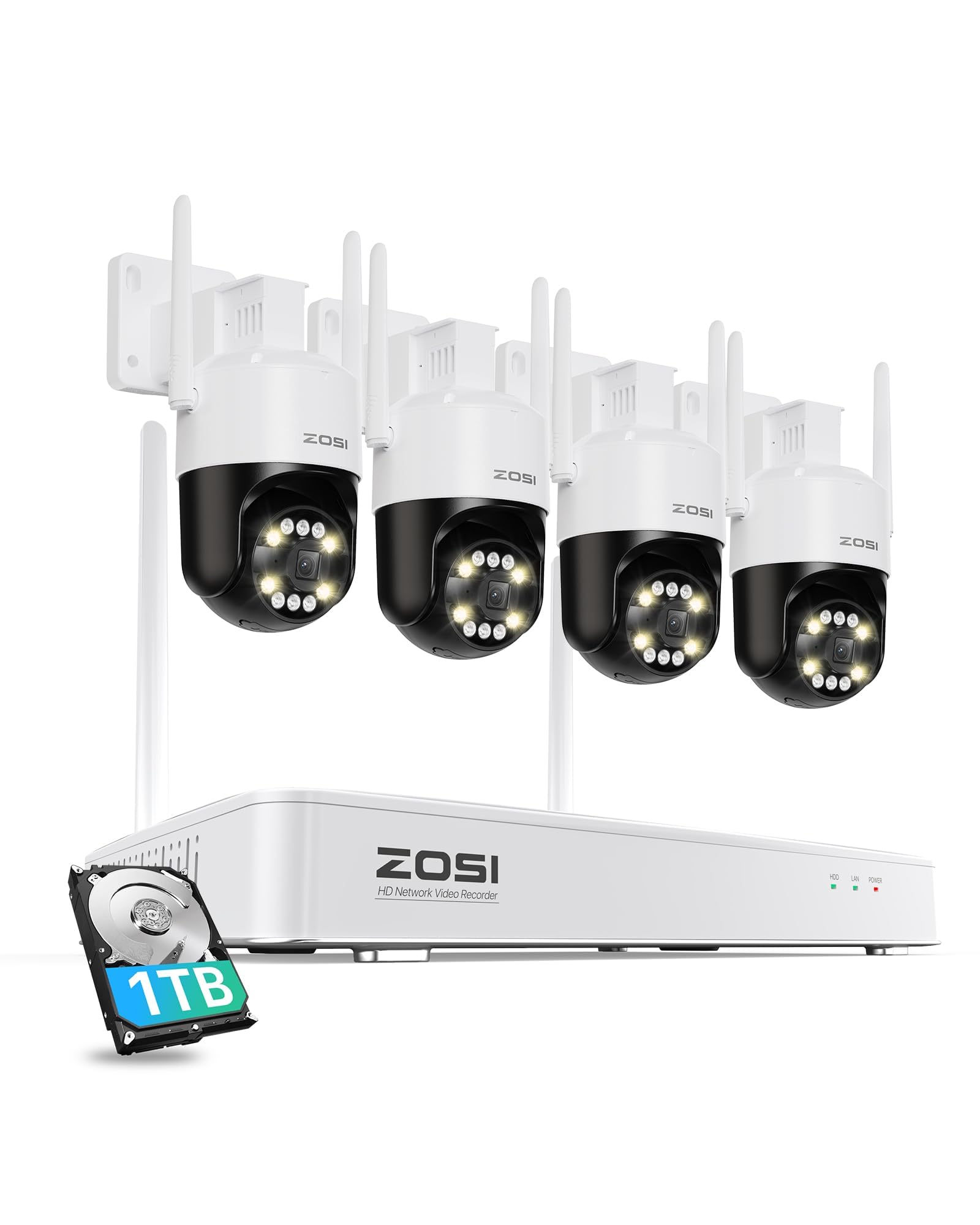 ZOSI 5MP Kit Caméra Surveillance Extérieure WiFi6 PTZ 360° NVR 8CH 1To