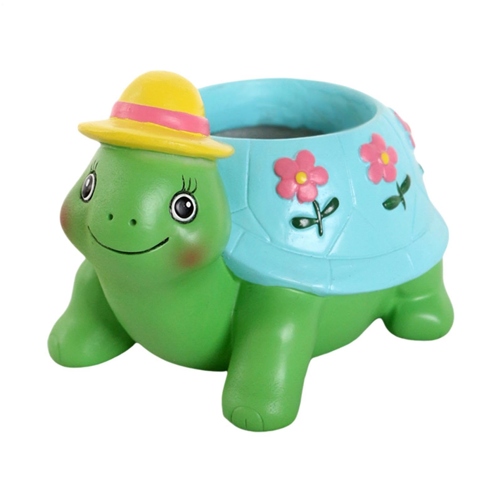 Pot de fleurs tortue résine extérieur bac à plante original décoration de cour et balcon