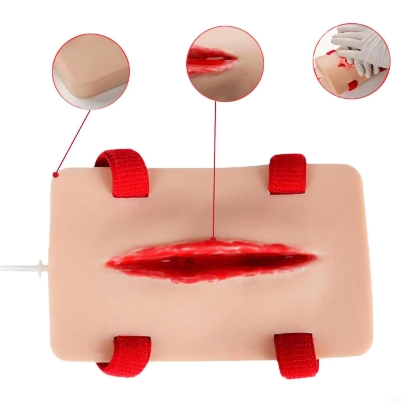 Tampone di addestramento per ferite in silicone realistico - Simulatore indossabile riutilizzabile per il controllo delle emorragie, la sutura e la pratica del primo soccorso di emergenza,Flesh