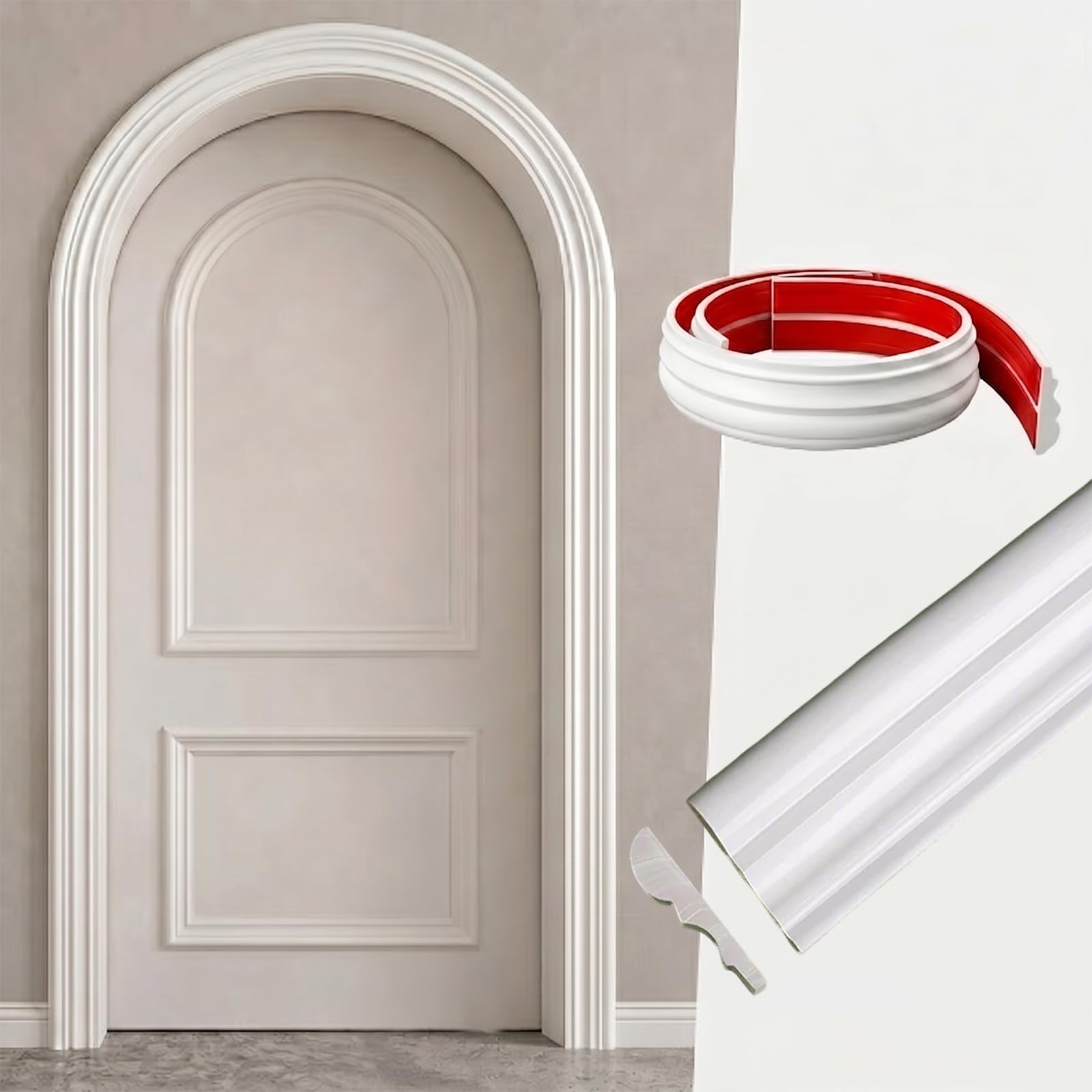 CBBEONRN Peel And Stick Door & Wall Trim Flexible Self Adhesive PVC Molding for Door Frame, Mirror Frame, Cabinet Edge & Accent Decor, White W 5cm, L 7m