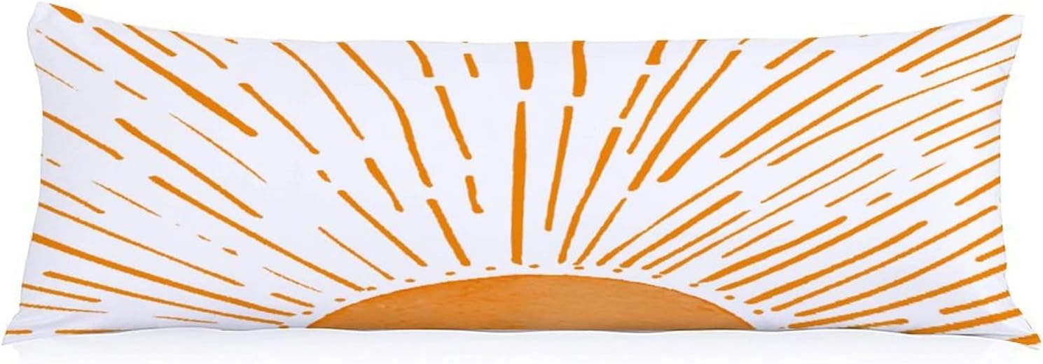 Minimalist Orange Mid Century Modern Body Pillow Covers Cotton with