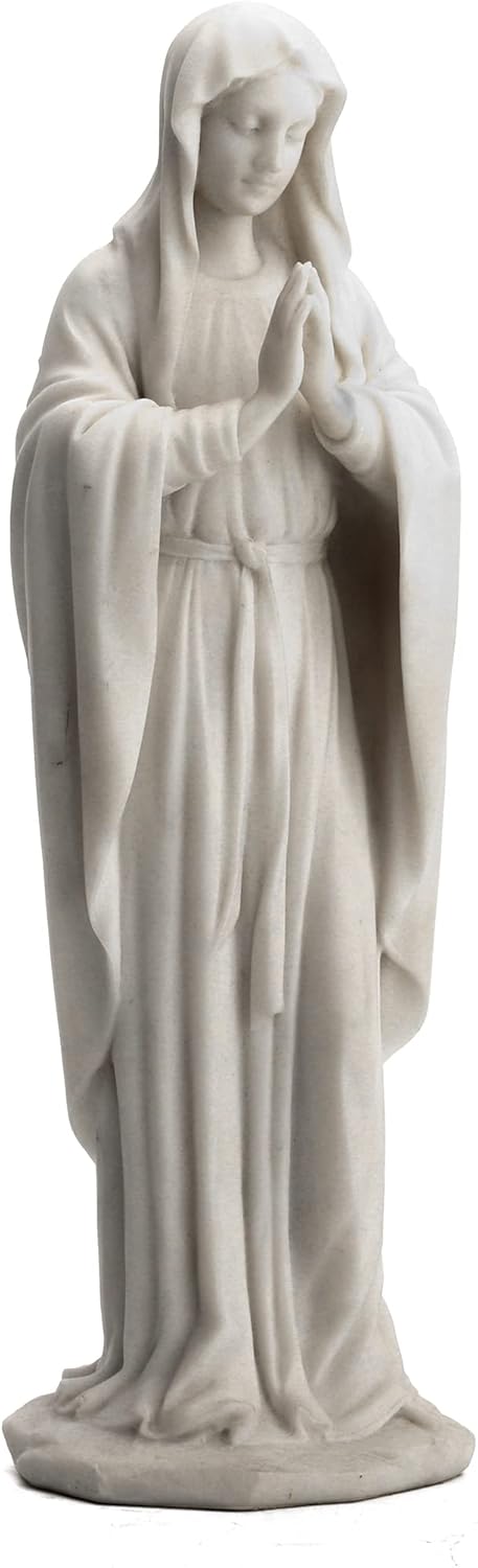 Veronese Design 11 3/4 Inch Virgin Mary The Blessed Mother Resin Statue Marble White Finish