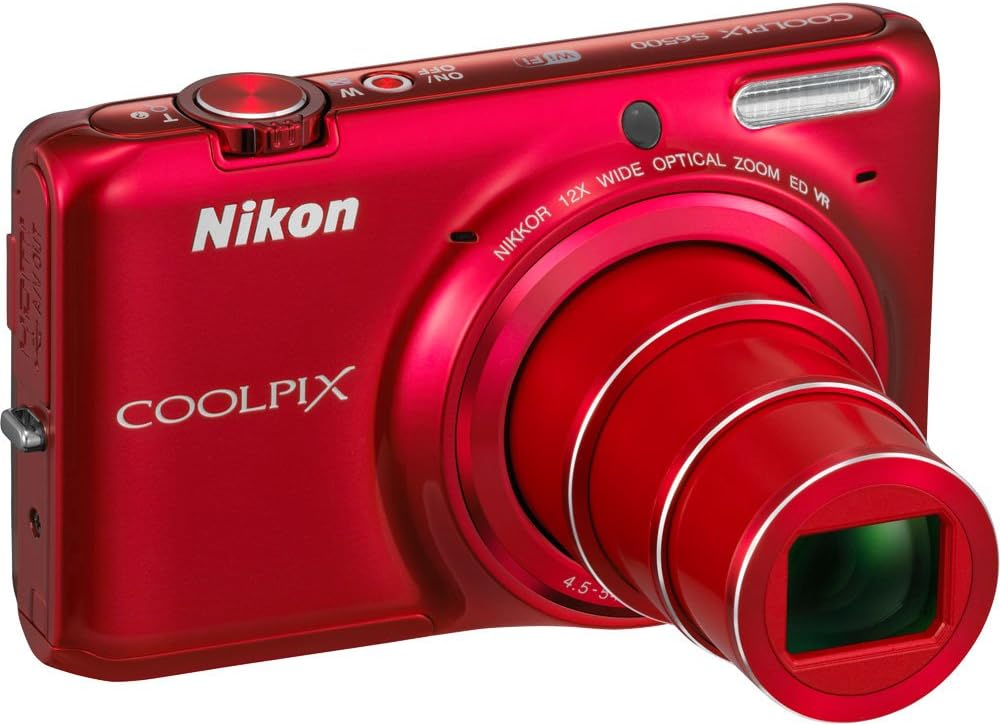 Nikon COOLPIX S6500 Wi-Fi Digital Camera with 12x Zoom (Red)